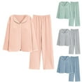 thumbnail image 1 of Womens Petite Pajama Set with Tunic Top and Wide Leg Pants Comfortable Relaxed Fit Sleepwear, 1 of 9