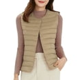 thumbnail image 1 of Womens Petite Short Down Vest Light Packable Round Collar V Neck Vest, 1 of 6