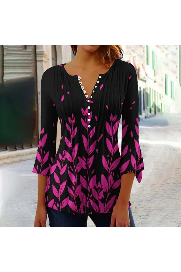 Womens Petite Tunic Tops 3/4 Sleeve Women Tops Dressy Casual 3/4 Sleeve Plus Size Summer Blouse Womens Summer Tees Loose Fit T Shirts for Women Plus Size