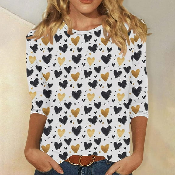 Womens Petite Tunic Tops 3/4 Sleeve Womens Summer Blouses and Tops Plus Size Womens Summer Tee Shirts Women T Shirts Graphic Tees