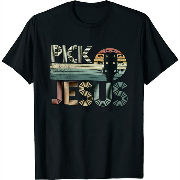 Womens Pick Jesus Religious Musician Idea Guitar Worship T Shirts Black 3X-Large
