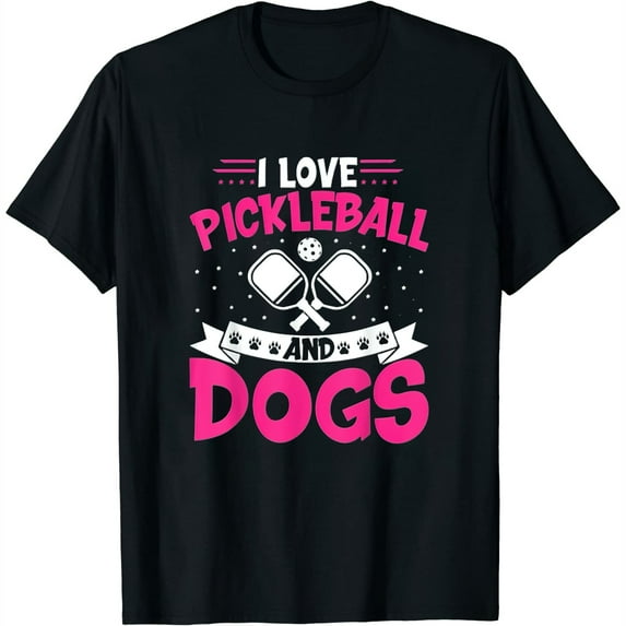 Womens Pickleball And Dog Lover - Funny I Love Pickleball And Dogs T-Shirt Black Large