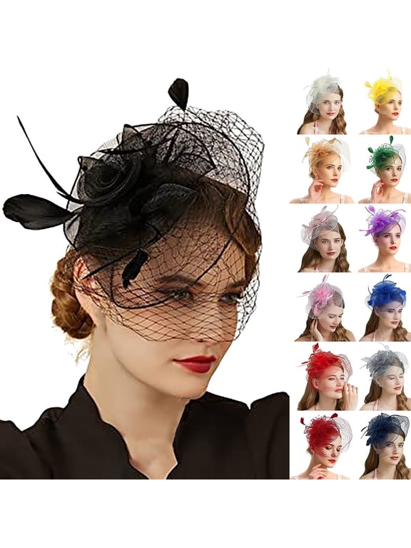 Womens Pillbox Fascinator Hat for Tea Party Cocktail Ball Wedding Church