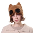 thumbnail image 1 of Womens Pilot Aviator Cap with Cat Ears and Goggles, Warm Animal Ears Knit Cap,One Size, 1 of 4