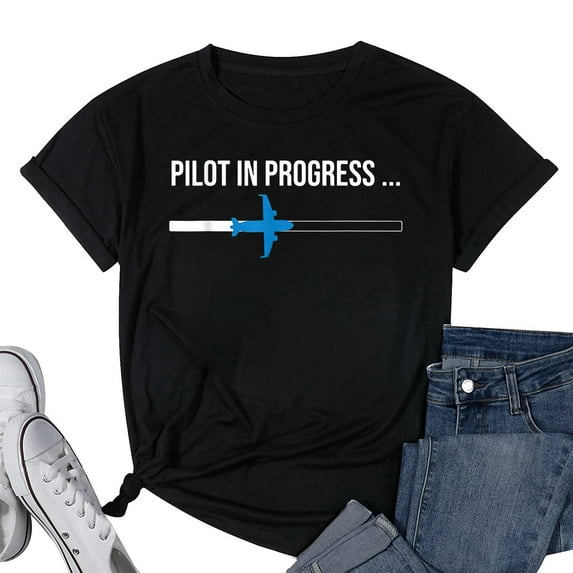 Womens Pilot In Progress - Airline Pilot Aviation Aircraft Lover T-Shirt Black 2X-Large