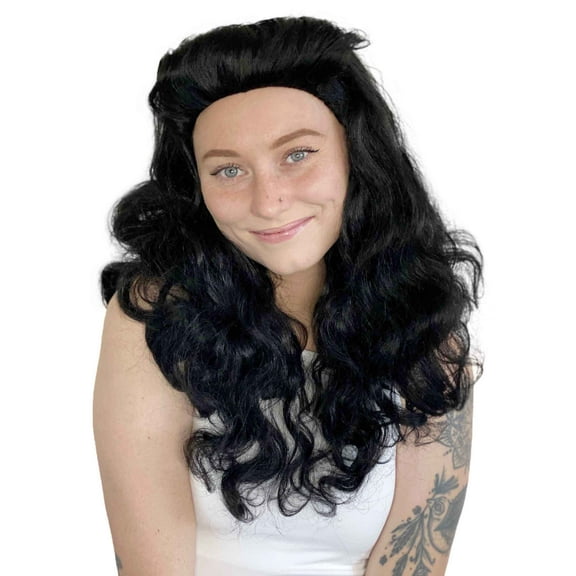 Womens Pin Up Babe Wig | Black Natural Looking Traditional Wig | Premium Breathable Capless Cap