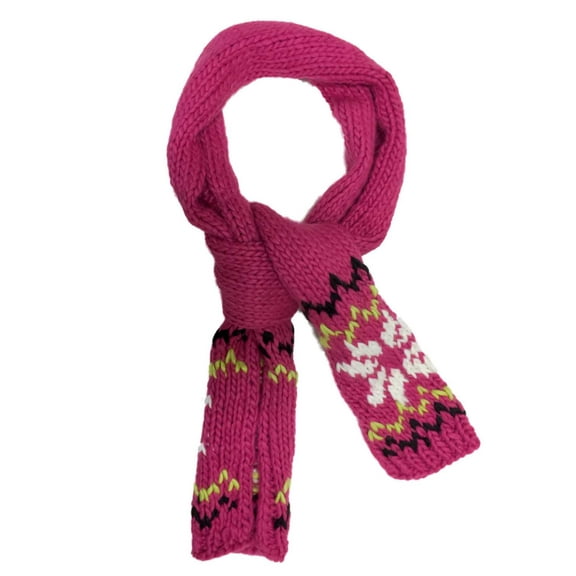 Womens Pink & Black Acrylic Cable Knit Neck Winter Scarf