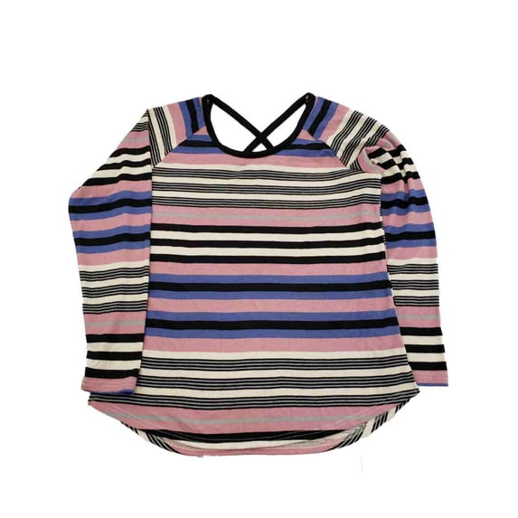 Womens Pink Blue Black Beige Stripe Long Sleeve Shirt Top Lightweight Sweater 2X