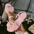 thumbnail image 1 of Womens Pink Bow Sandals, Adjustable Ankle Strap Casual Comfort Sandals, PU Faux Leather Braided Detail Flat Sandals for Women Sizes 5-12,Size 38, 1 of 9