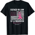 thumbnail image 1 of Womens Pink Breast Cancer Father In Law Of Warrior Survivor Support T-Shirt Black Medium, 1 of 5