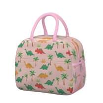 Womens Pink Cartoon Dinosaurs Palms Pattern Lunch Box for Work,Insulated Lunch Bag for Women,Loncheras Para Mujer,Leakproof Adult Lunch Bag for Work,Beach,Travel,Picnic,Camping