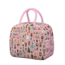 Womens Pink Christmas Nutcracker Pattern Lunch Box for Work,Insulated Lunch Bag for Women,Loncheras Para Mujer,Leakproof Adult Lunch Bag for Work,Beach,Travel,Picnic,Camping