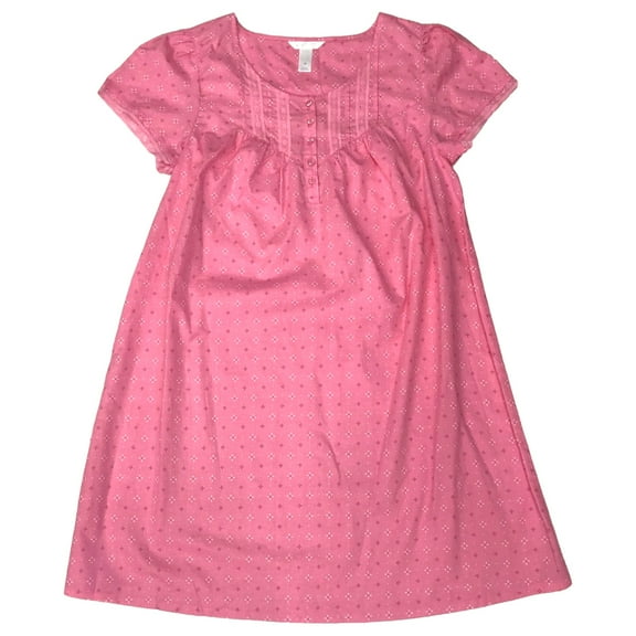 Womens Pink Floral Print Short Sleeve Nightgown Night Gown Small