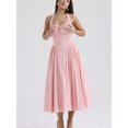 thumbnail image 1 of Womens Pink Halter-Neck Fit-And-Flare Midi Dress With Ruched Bodice And Adjustable Straps, 1 of 4