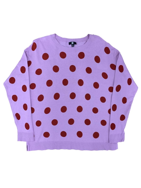 Womens Pink Lavender & Red Polka Dot Lightweight Sweater Shirt Top 2X
