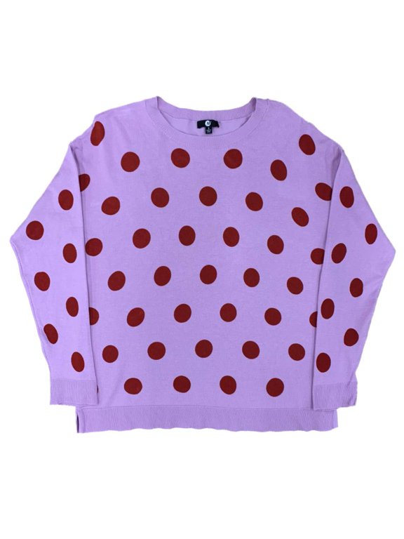 Womens Pink Lavender & Red Polka Dot Lightweight Sweater Shirt Top Small