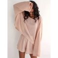 thumbnail image 1 of Womens Pink Loose-Fitting Long Sleeve Pajama Set With Shorts, 1 of 5