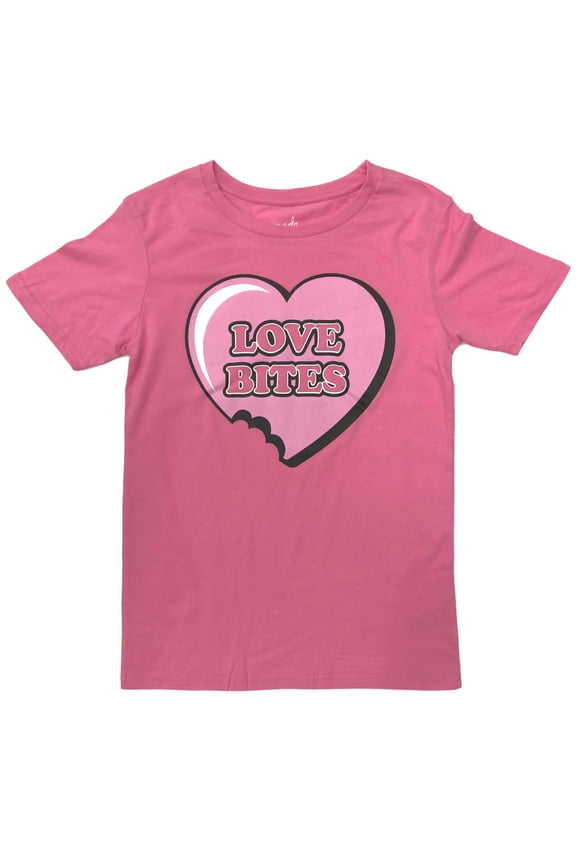 Womens Pink Love Bites Heart Valentines Day Tee Shirt T-Shirt Medium