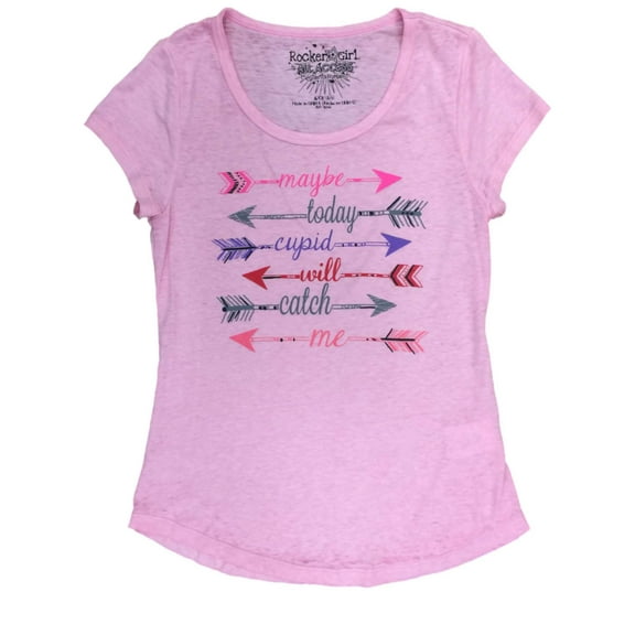 Womens Pink Maybe Cupid Will Catch Me Arrow Tribal Tee Shirt T-Shirt Large