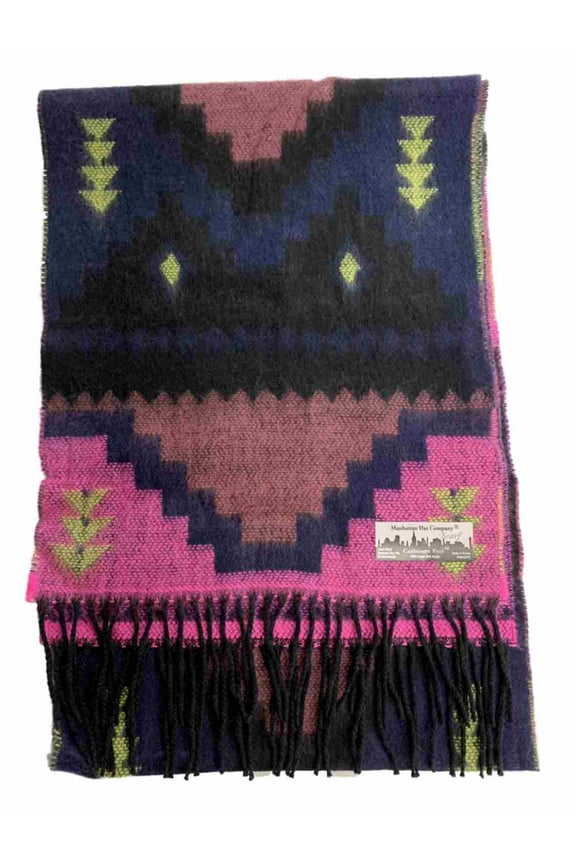 Womens Pink Multi Color Aztec Print Soft Scarf Wrap Shawl Fringe