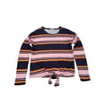 thumbnail image 1 of Womens Pink & Navy Blue Stripe Tie Front Long Sleeve T-Shirt Tee Shirt Top XL, 1 of 2