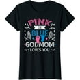 thumbnail image 1 of Womens Pink Or Blue Godmom Loves You Gender Reveal Xmas Godmother T-Shirt, 1 of 4