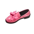 thumbnail image 1 of Womens Pink Patent Faux Leather Bow Loafers Slip On Low Heel Comfortable Cushioned Casual Dress Shoes,Size 6.5, 1 of 9
