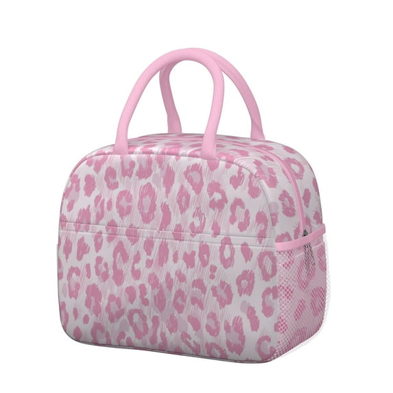 Womens Pink and Pink Of Leopard Print Lunch Box for Work,Insulated Lunch Bag for Women,Loncheras Para Mujer,Leakproof Adult Lunch Bag for Work,Beach,Travel,Picnic,Camping