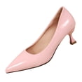 thumbnail image 1 of Womens Pink Pointed Toe Pumps Chunky Heels Comfortable Work & Wedding Guest Shoes Glossy Synthetic Block Heels 2.5 Inch,Size 6, 1 of 9