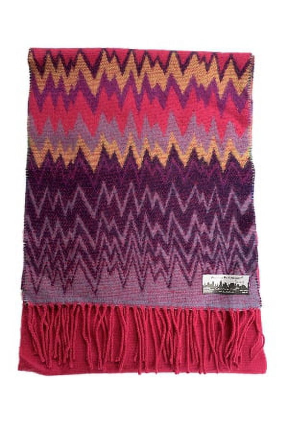Womens Pink & Purple Chevron Print Soft Scarf Wrap Shawl Fringe Multi Color