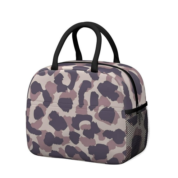 Womens Pink and Purple Of Leopard Print Lunch Box for Work,Insulated Lunch Bag for Women,Loncheras Para Mujer,Leakproof Adult Lunch Bag for Work,Beach,Travel,Picnic,Camping