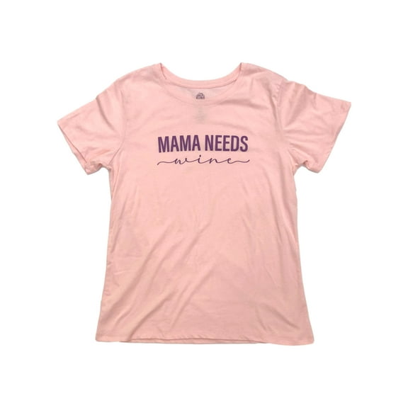 Womens Pink & Purple Mama Needs Wine Mothers Day T-Shirt Tee Shirt Top