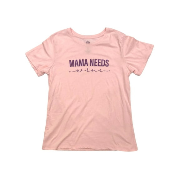 Womens Pink & Purple Mama Needs Wine Mothers Day T-Shirt Tee Shirt Top