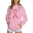 thumbnail image 1 of Womens Pink Ribbon Printed Sweatshirt Casual Long Sleeve Lightweight Crewneck Sweatshirts Loose High Collar Pullover Drop Shoulder Tops (Pink, M), 1 of 5