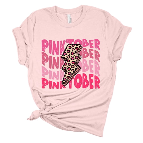 Womens Pink Ribbon Tshirt Pinktober October Lightning Bolt Breast Cancer Awareness T-shirt-Pink-xxl