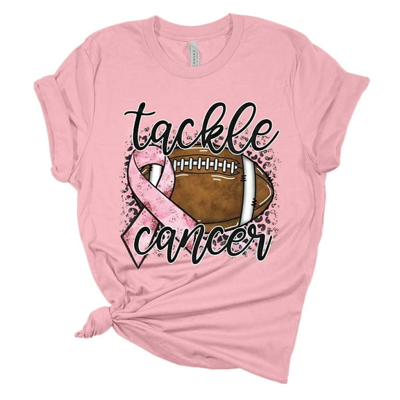 Womens Pink Ribbon Tshirt Tackle Breast Cancer Football Pink Ribbon Breast Cancer Awareness T-shirt-Pink-4xl