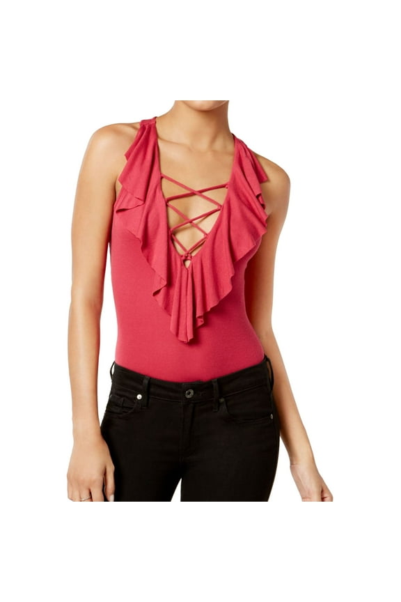 Womens Pink Sleeveless V Neck Top Size: XL