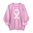 thumbnail image 1 of Womens Pink Sweatshirt Crewneck Breast Cancer Awareness Sweatshirts Long Sleeve Heart Ribbon Print Pullover Tops (L, Pink 02), 1 of 4