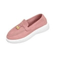 thumbnail image 1 of Womens Pink Velvet Platform Loafers Slip On Comfortable Shoes with Gold Charm for Casual & Spring Wear,Size 42, 1 of 9