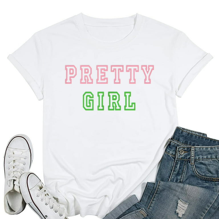 Womens Aka T-Shirt Beautiful Woman, Pink And Green Womens Aka T-Shirt Beautiful Woman, Pink And Green