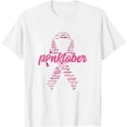 thumbnail image 1 of Womens Pinktober Ribbon Breast Cancer Awareness Distressed Style T-Shirt White Large, 1 of 5