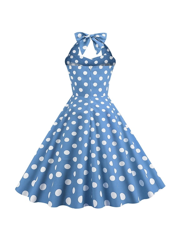 Womens Pinup 50s Plaid Halter Dresses Tee Girls Retro 50s Pin up Audrey Hepburn A-Line Party Dress Vintage Pink Gingham Rockabilly Dress Elegant Classy 1950s Polka Dot Swing Dress