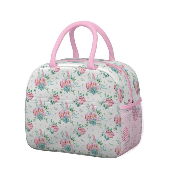 Womens Pioneer Flower Floral Print Pattern Lunch Box for Work,Insulated Lunch Bag for Women,Loncheras Para Mujer,Leakproof Adult Lunch Bag for Work,Beach,Travel,Picnic,Camping