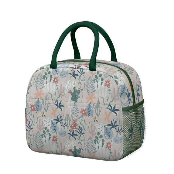 Womens Pioneer Flower Floral Print Pattern Lunch Box for Work,Insulated Lunch Bag for Women,Loncheras Para Mujer,Leakproof Adult Lunch Bag for Work,Beach,Travel,Picnic,Camping