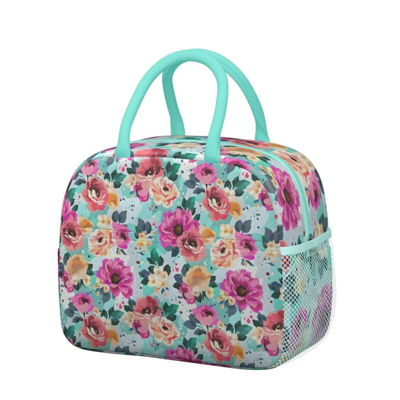 Womens Pioneer Flower Floral Print Pattern Lunch Box for Work,Insulated Lunch Bag for Women,Loncheras Para Mujer,Leakproof Adult Lunch Bag for Work,Beach,Travel,Picnic,Camping