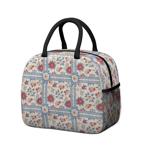 Womens Pioneer Flower Floral Print Pattern Lunch Box for Work,Insulated Lunch Bag for Women,Loncheras Para Mujer,Leakproof Adult Lunch Bag for Work,Beach,Travel,Picnic,Camping