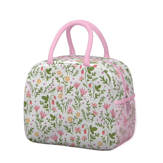 Womens Pioneer Flower Floral Print Pattern Lunch Box for Work,Insulated Lunch Bag for Women,Loncheras Para Mujer,Leakproof Adult Lunch Bag for Work,Beach,Travel,Picnic,Camping