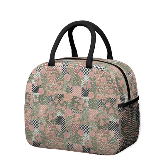 Womens Pioneer Flower Floral Print Pattern Lunch Box for Work,Insulated Lunch Bag for Women,Loncheras Para Mujer,Leakproof Adult Lunch Bag for Work,Beach,Travel,Picnic,Camping