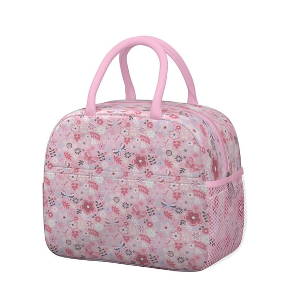 Womens Pioneer Flower Floral Print Pattern Lunch Box for Work,Insulated Lunch Bag for Women,Loncheras Para Mujer,Leakproof Adult Lunch Bag for Work,Beach,Travel,Picnic,Camping