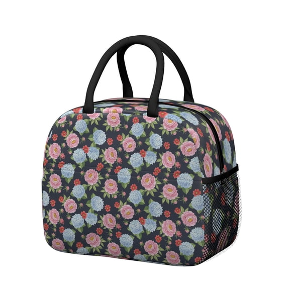 Womens Pioneer Flower Floral Print Pattern Lunch Box for Work,Insulated Lunch Bag for Women,Loncheras Para Mujer,Leakproof Adult Lunch Bag for Work,Beach,Travel,Picnic,Camping